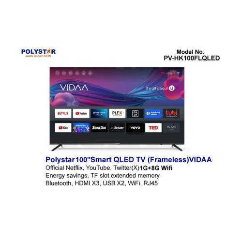 Polystar 100" Smart QLED TV (PV-HK100FLQLED) Polystar 100" Smart QLED TV (PV-HK100FLQLED)