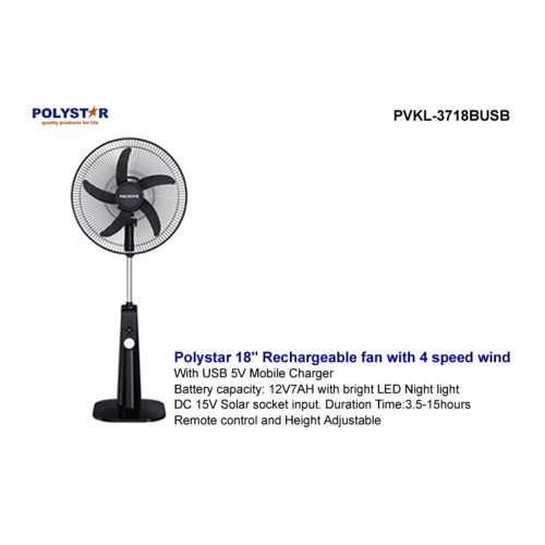 Polystar 18" Rechargeable Stand Fan (PVKL-3718BUSB)