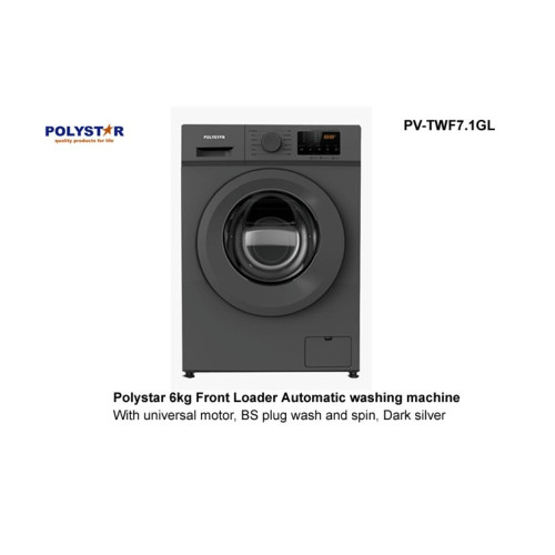 Polystar 6KG Front Loading Automatic Washing Machine (Grey) (PV-TWF7.1GL)