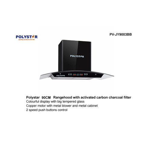 Polystar 90CM Tempered Glass Range Hood (PV-JY9003BB) Polystar 90CM Tempered Glass Range Hood (PV-JY9003BB)