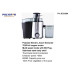 Polystar Electric Juice Extractor, Silver and Black (PV-JE3338K) Polystar Electric Juice Extractor, Silver and Black (PV-JE3338K)