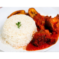 White Rice and Stew with Sides